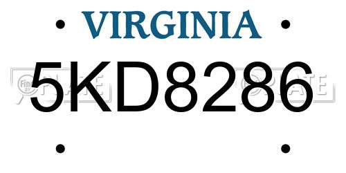 5KD8286 Virginia License Plate