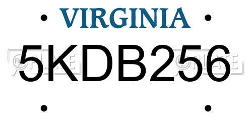 5KDB256 Virginia License Plate