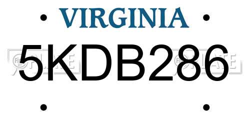 5KDB286 Virginia License Plate