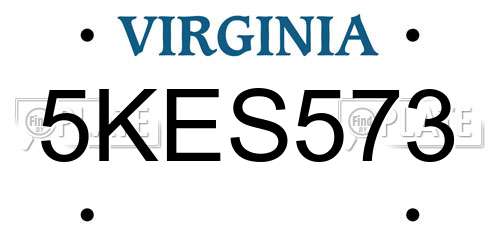 5KES573 Virginia License Plate