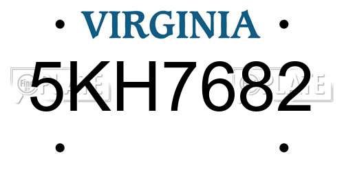 5KH7682 Virginia License Plate