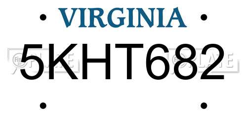 5KHT682 Virginia License Plate