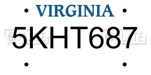 5KHT687 Virginia License Plate