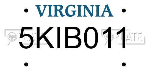 5KIB011 Virginia License Plate