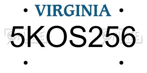 5KOS256 Virginia License Plate