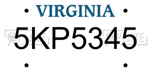 5KP5345 Virginia License Plate