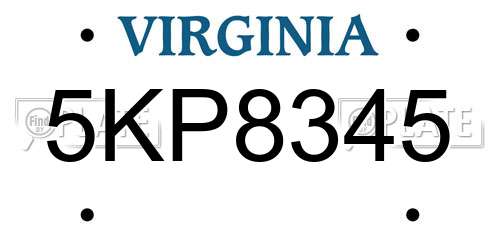 5KP8345 Virginia License Plate
