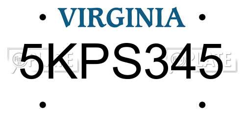 5KPS345 Virginia License Plate