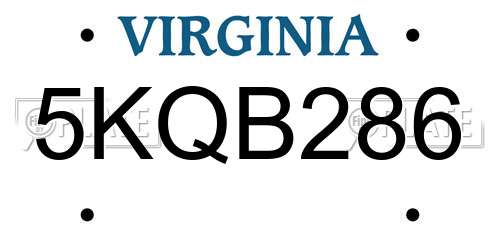 5KQB286 Virginia License Plate