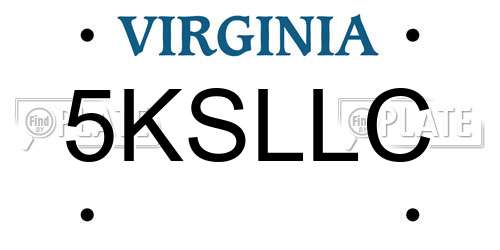 5KSLLC Virginia License Plate
