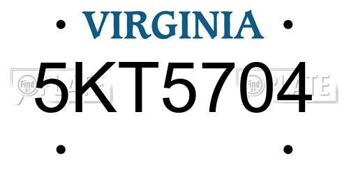 5KT5704 Virginia License Plate