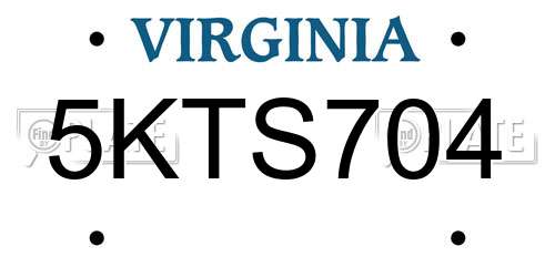 5KTS704 Virginia License Plate