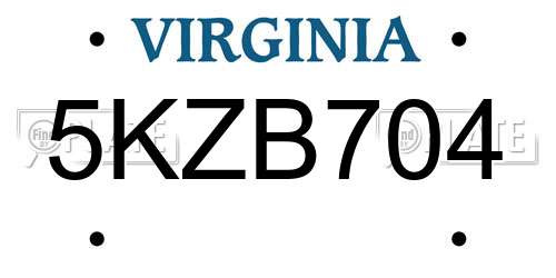 5KZB704 Virginia License Plate
