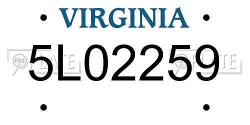 5L02259 Virginia License Plate
