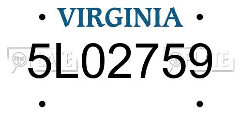 5L02759 Virginia License Plate