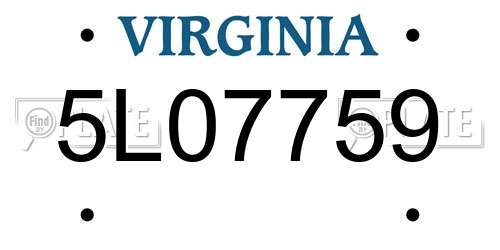 5L07759 Virginia License Plate