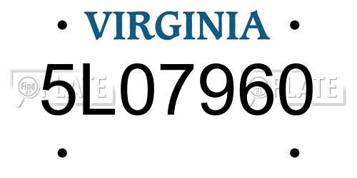 5L07960 Virginia License Plate