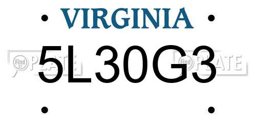 5L30G3 Virginia License Plate