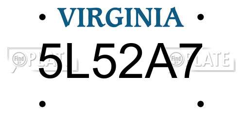 5L52A7 Virginia License Plate