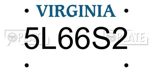 5L66S2 Virginia License Plate
