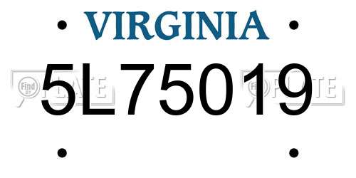 5L75019 Virginia License Plate