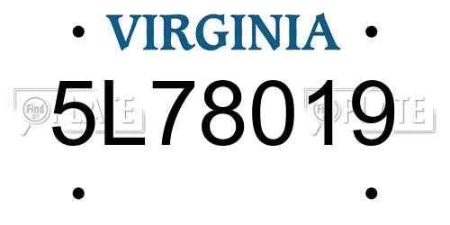 5L78019 Virginia License Plate