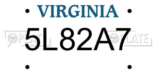 5L82A7 Virginia License Plate