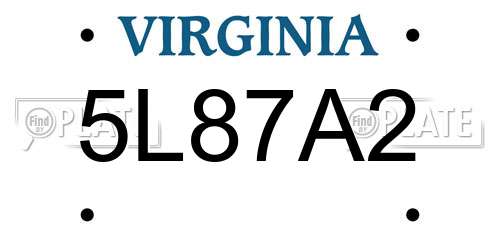 5L87A2 Virginia License Plate