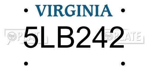 5LB242 Virginia License Plate
