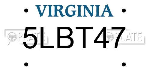 5LBT47 Virginia License Plate