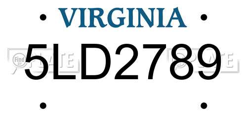 5LD2789 Virginia License Plate