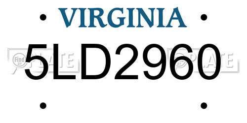 5LD2960 Virginia License Plate