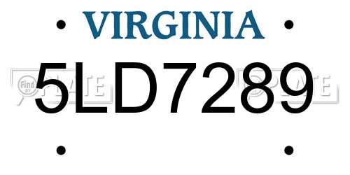 5LD7289 Virginia License Plate