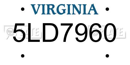 5LD7960 Virginia License Plate