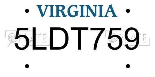 5LDT759 Virginia License Plate