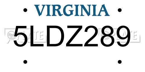 5LDZ289 Virginia License Plate