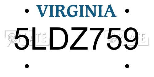 5LDZ759 Virginia License Plate