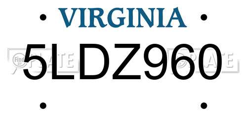 5LDZ960 Virginia License Plate