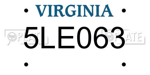 5LE063 Virginia License Plate