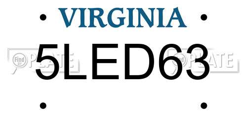 5LED63 Virginia License Plate