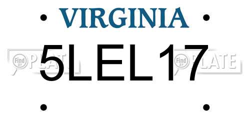 5LEL17 Virginia License Plate
