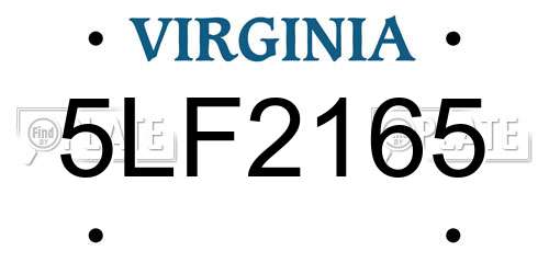 5LF2165 Virginia License Plate