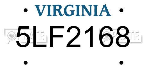 5LF2168 Virginia License Plate