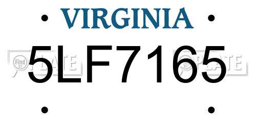 5LF7165 Virginia License Plate