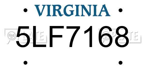 5LF7168 Virginia License Plate