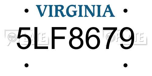 5LF8679 Virginia License Plate
