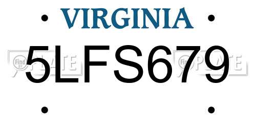 5LFS679 Virginia License Plate