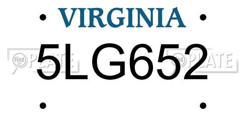 5LG652 Virginia License Plate