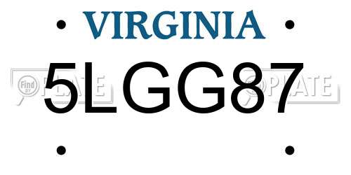 5LGG87 Virginia License Plate