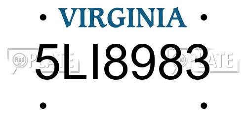 5LI8983 Virginia License Plate